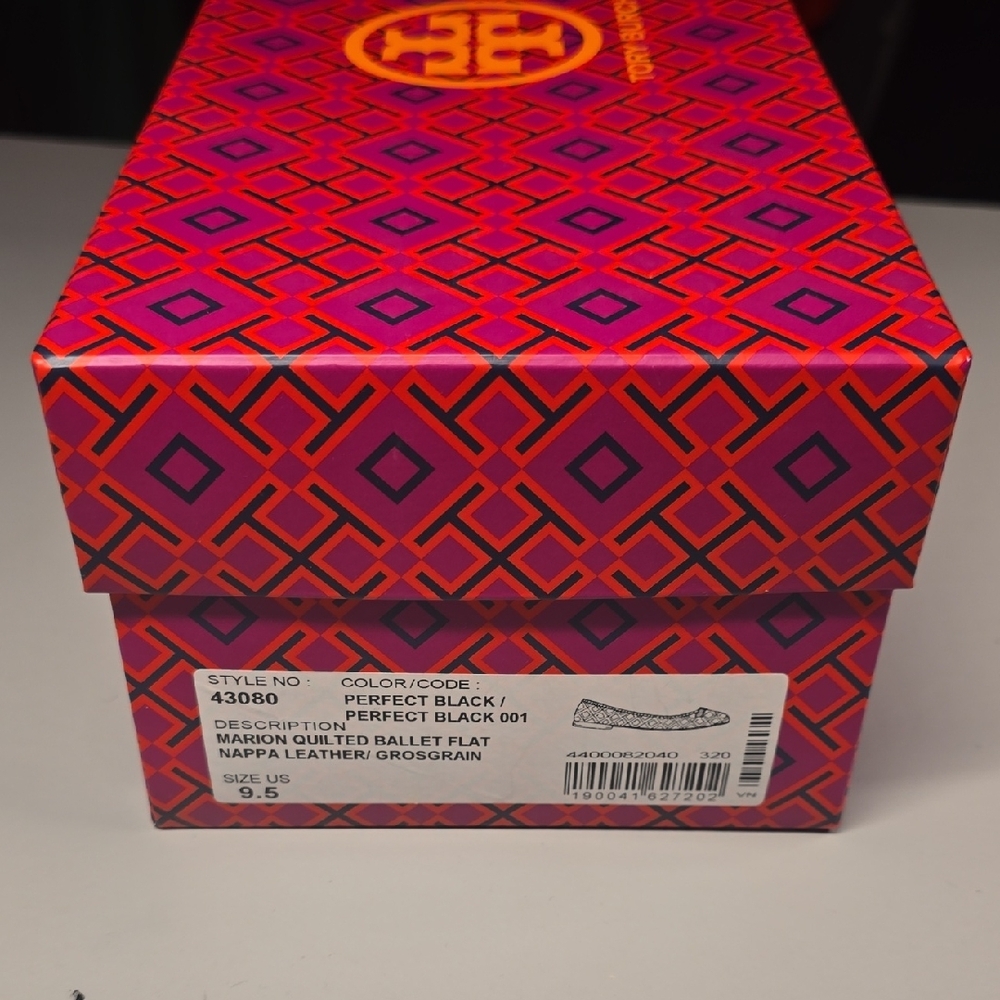 Tory Burch Black Marion Quilted Ballet Flat Size 9.5 - Picture 7 of 9